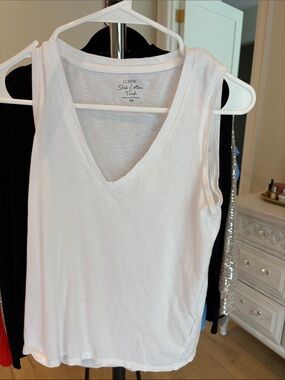 J. Crew White V-Neck Slim Cotton Tank Top